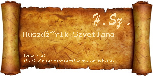 Huszárik Szvetlana névjegykártya